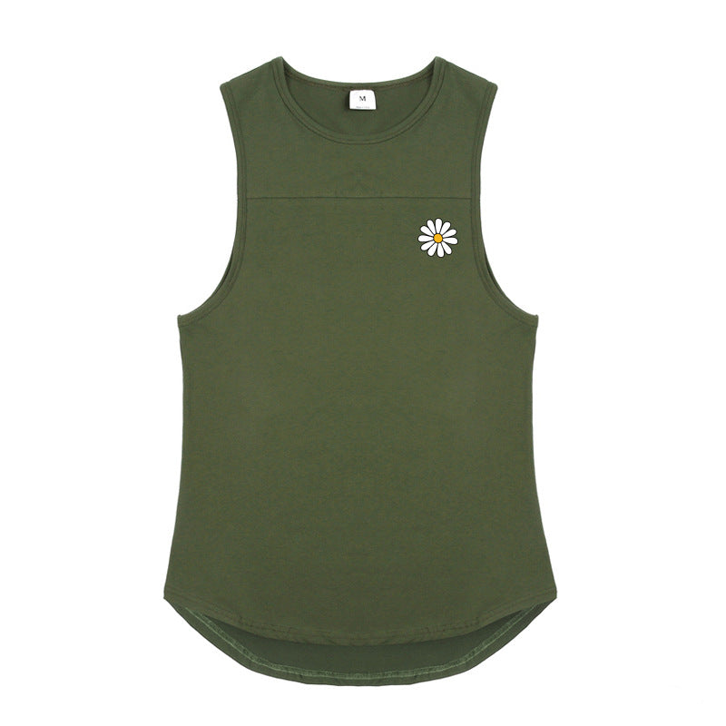 Men's Graphic Print Cotton Sports Vest – Loose Fit Sleeveless Tank Top