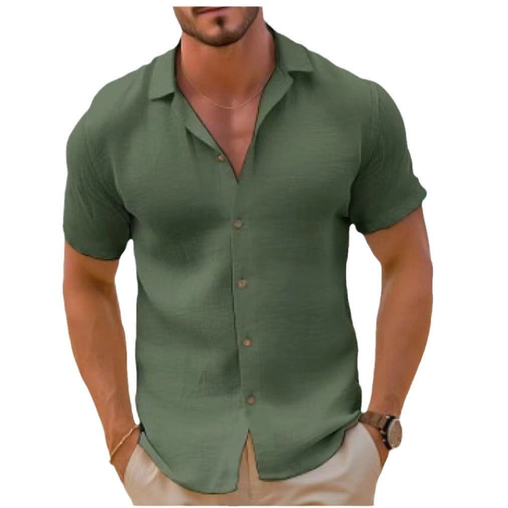 Men's Short-Sleeve Beach Shirt | Lightweight Cotton Blend Cardigan for Summer