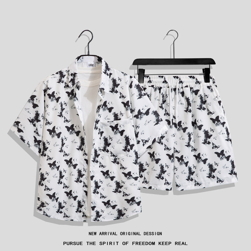 Men's Hawaiian Floral Two-Piece Set | Short Sleeve Shirt & Shorts Beach Outfit