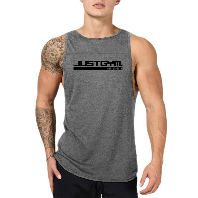 Men's Graphic Print Gym Vest – Loose Fit Cotton Sleeveless Training Tank