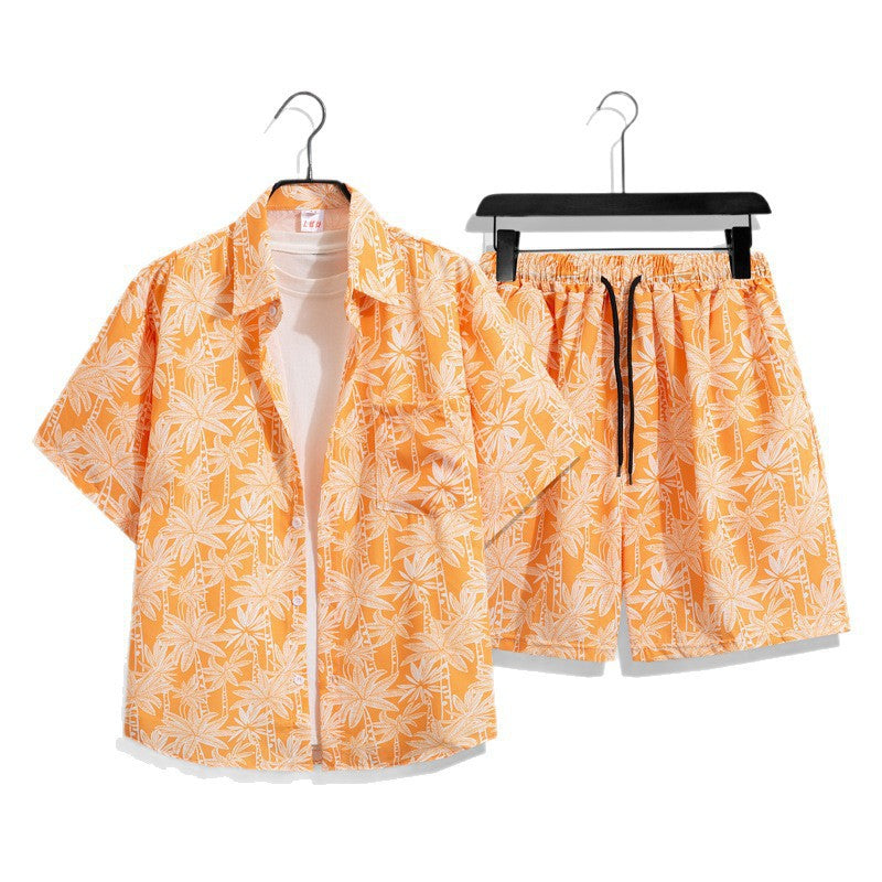 Men's Hawaiian Floral Two-Piece Set | Short Sleeve Shirt & Shorts Beach Outfit