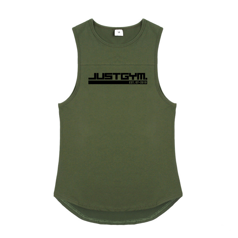 Men's Graphic Print Gym Vest – Loose Fit Cotton Sleeveless Training Tank