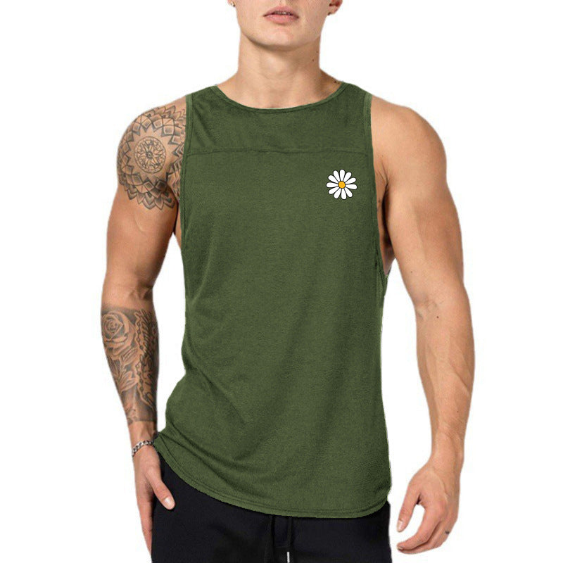 Men's Graphic Print Cotton Sports Vest – Loose Fit Sleeveless Tank Top
