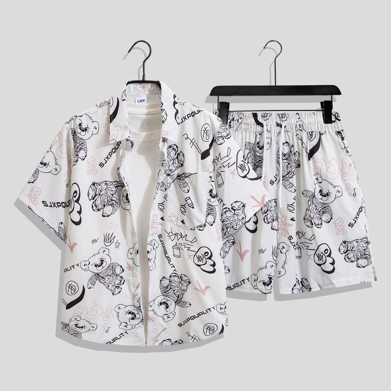 Men's Hawaiian Floral Two-Piece Set | Short Sleeve Shirt & Shorts Beach Outfit