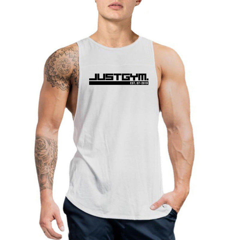 Men's Graphic Print Gym Vest – Loose Fit Cotton Sleeveless Training Tank