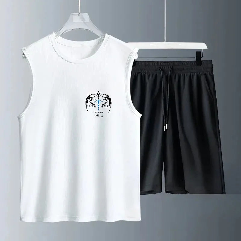 Men's Sleeveless Gym Tank Top – Angel Wings Graffiti Knit Bodybuilding Vest