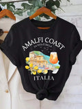 Amalfi Coast Lemon Graphic T-Shirt – Italian Aesthetic Summer Tee | Y2K Beach Top