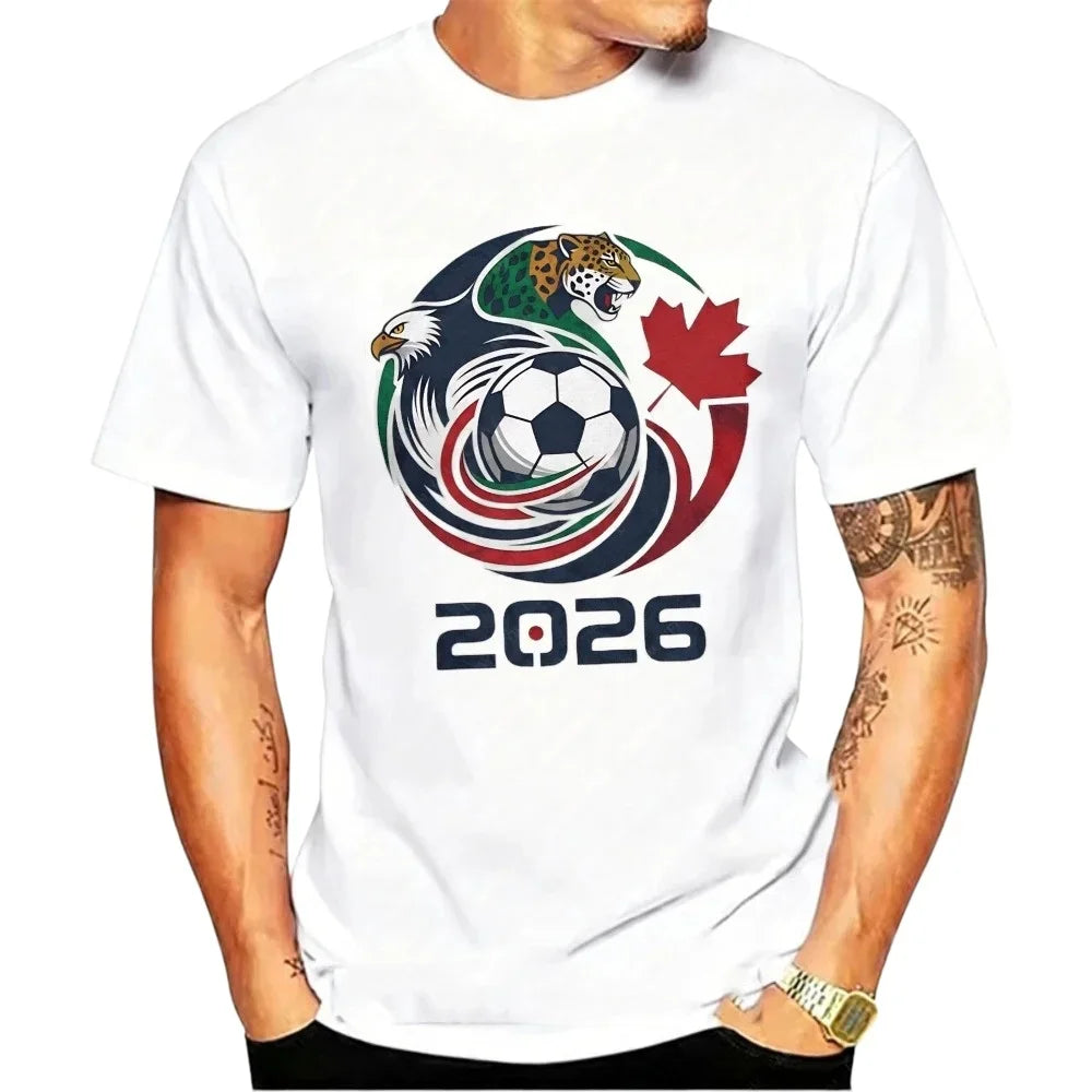 Men's 2026 World Cup Soccer Graphic Tee – USA, Canada & Mexico Eagle Jaguar Design