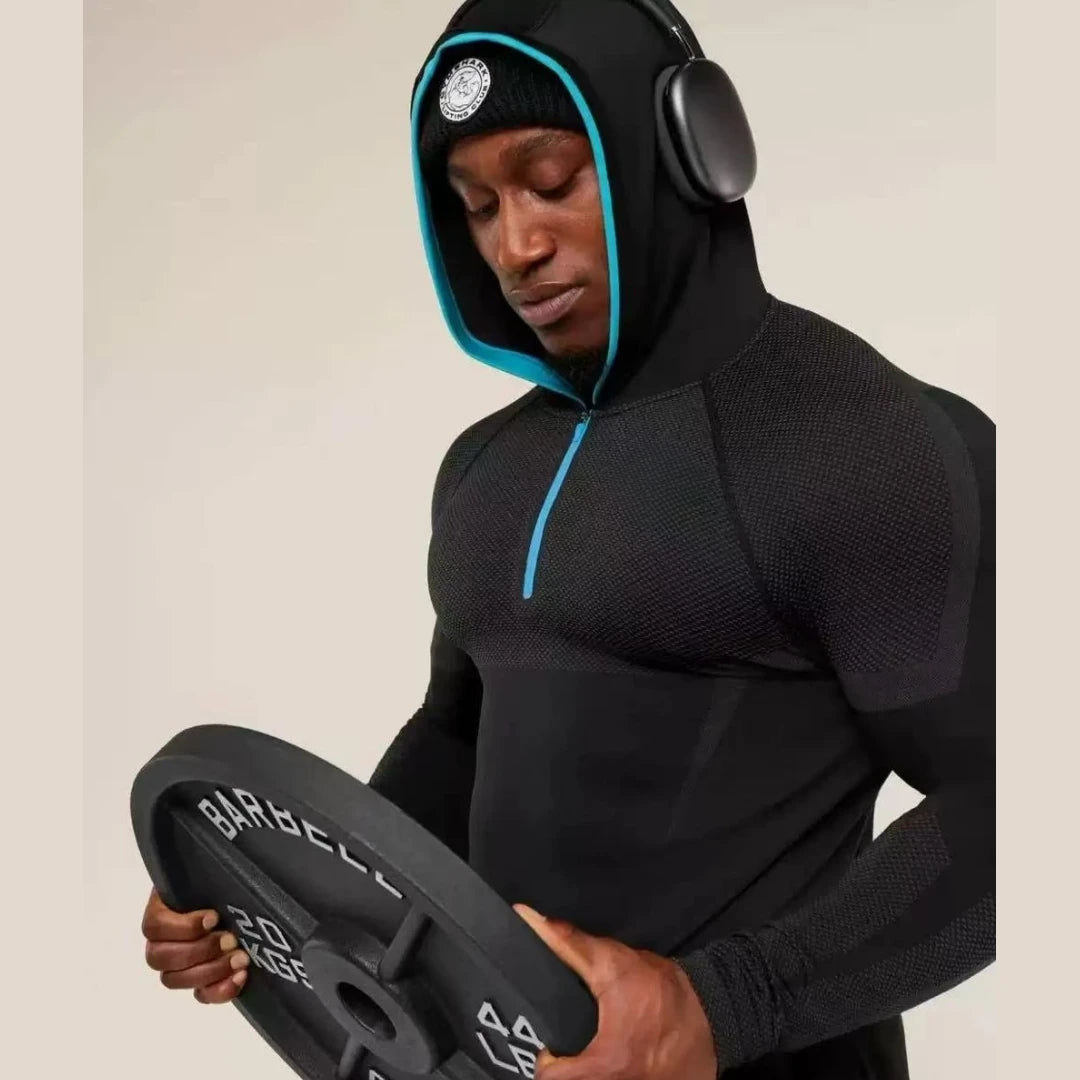 SHARK ONYX 5.0 Men's Hooded Compression Base Layer – Long Sleeve GYM Fitness Top