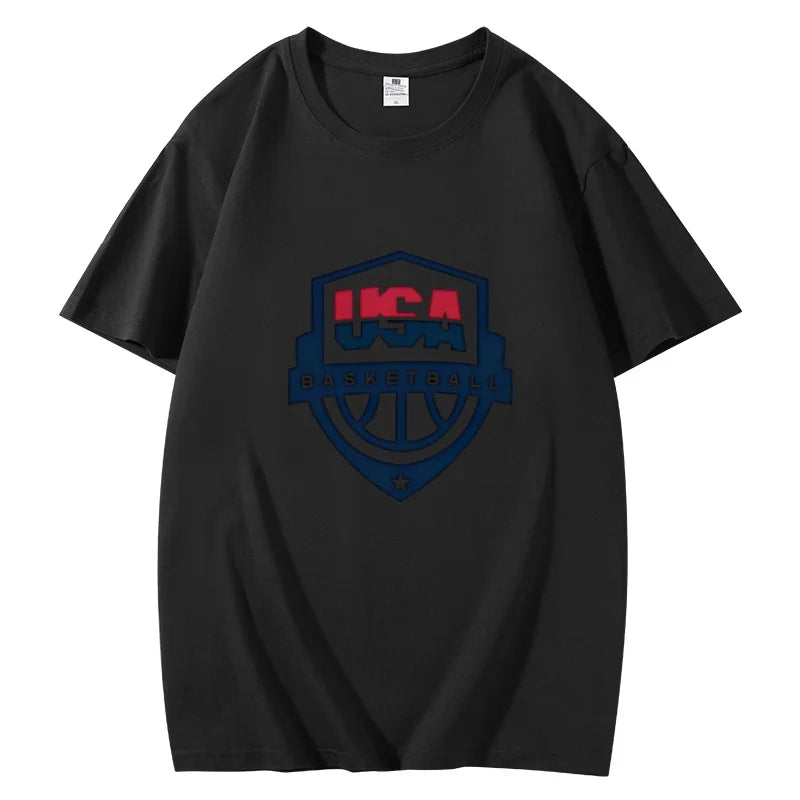 USA Basketball Team Shield Graphic Tee – Men’s Casual Cotton Short Sleeve