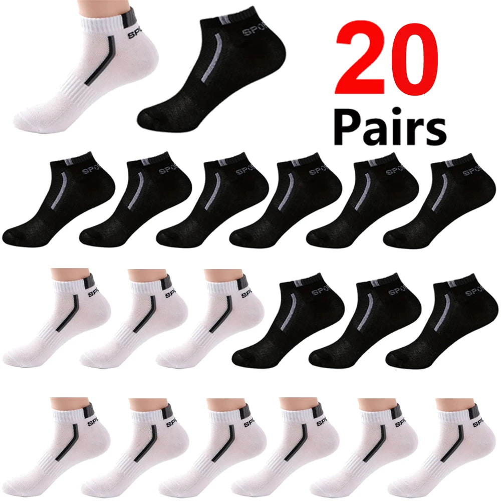 Men's Mesh Ankle Socks – 30-Pack Breathable Color-Block Sport Socks