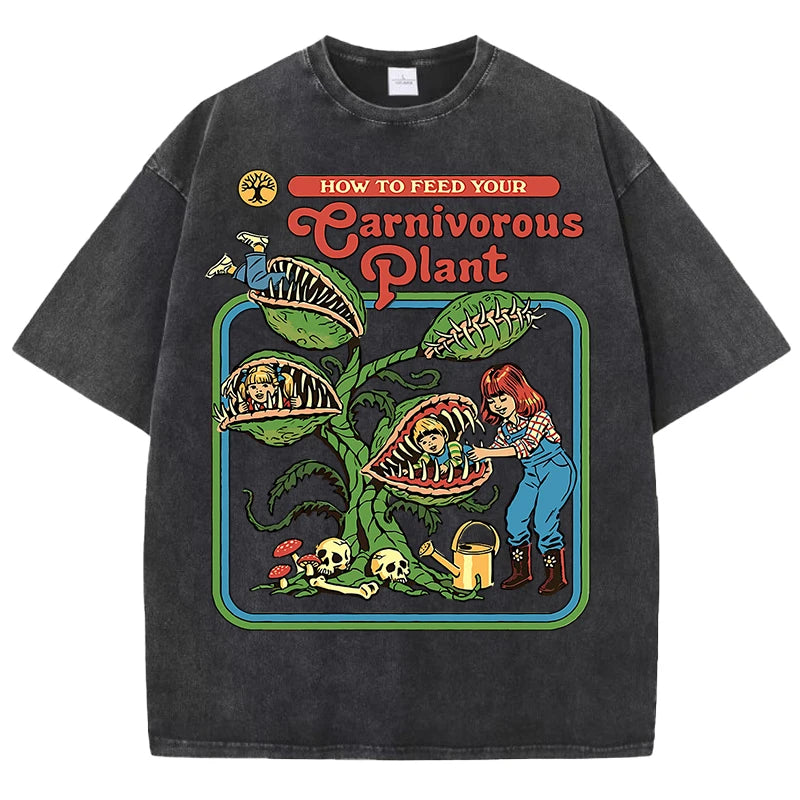 Men's Carnivorous Plant Graphic T-Shirt – Soft Cotton Casual Crewneck Short Sleeve