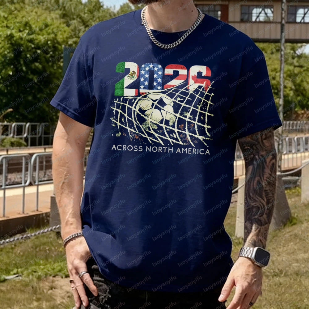 2026 World Cup Soccer T-Shirt | Goal Net Graphic Fan Tee USA, Mexico & Canada