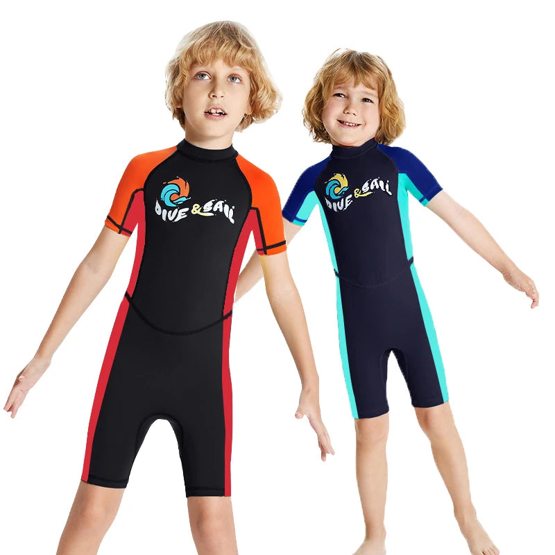 Kids One-Piece Swimsuit – Boys Cartoon Animal Print Swimwear