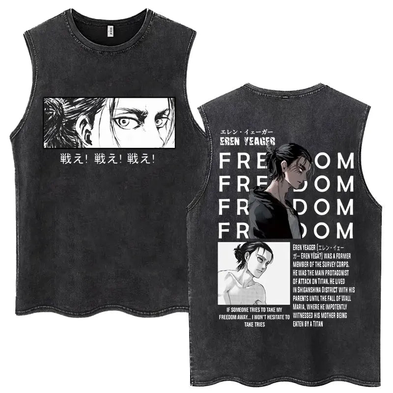 Attack on Titan Anime Tank Top – Mikasa & Eren Jaeger Sleeveless Tee (S–XXL)