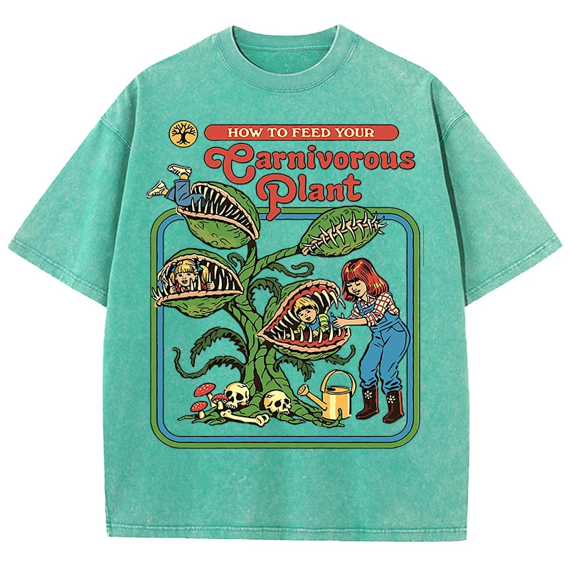 Men's Carnivorous Plant Graphic T-Shirt – Soft Cotton Casual Crewneck Short Sleeve