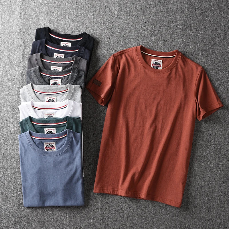 Men's Washed Cotton T-Shirt – American Retro Style, Breathable & Casual