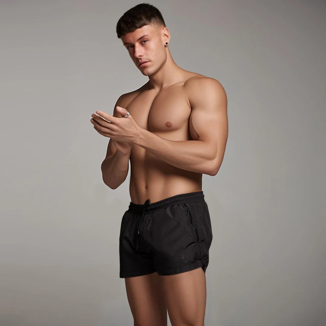 Men's Quick-Dry Running Shorts – Mesh Lining, Zipper Pocket & Drawstring for Gym & Outdoor Fitness