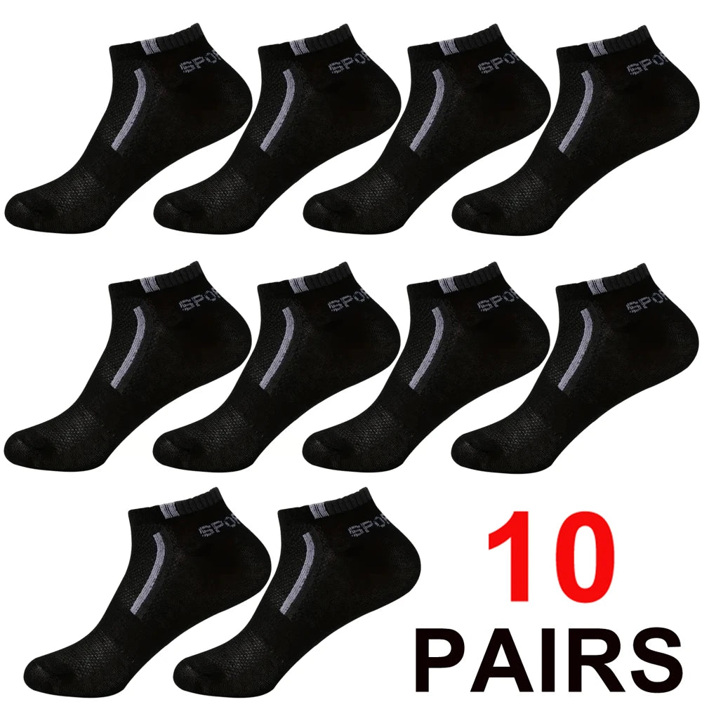 Men's Mesh Ankle Socks – 30-Pack Breathable Color-Block Sport Socks