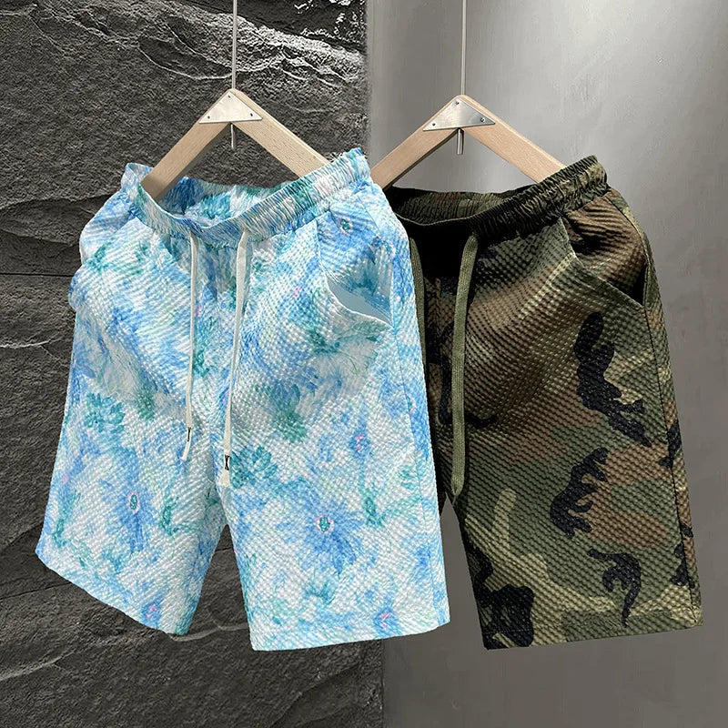 Men's Quick-Dry Printed Shorts – Loose Fit Vacation & Street Style
