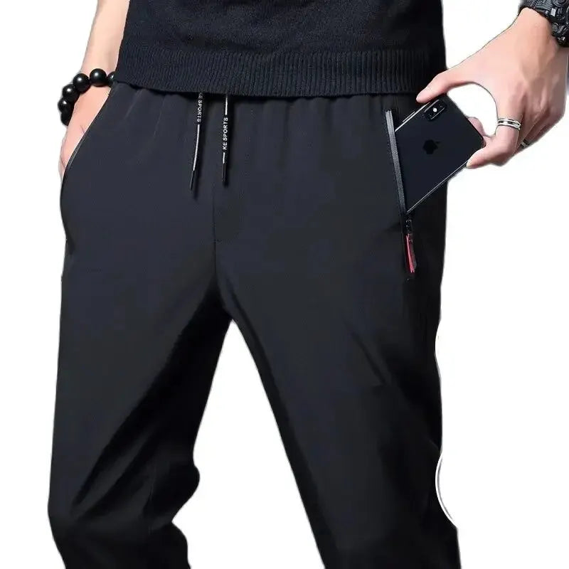 Men's Slim Fit Jogger Pants – Elastic Waist, Korean Style, Available in Plus Sizes