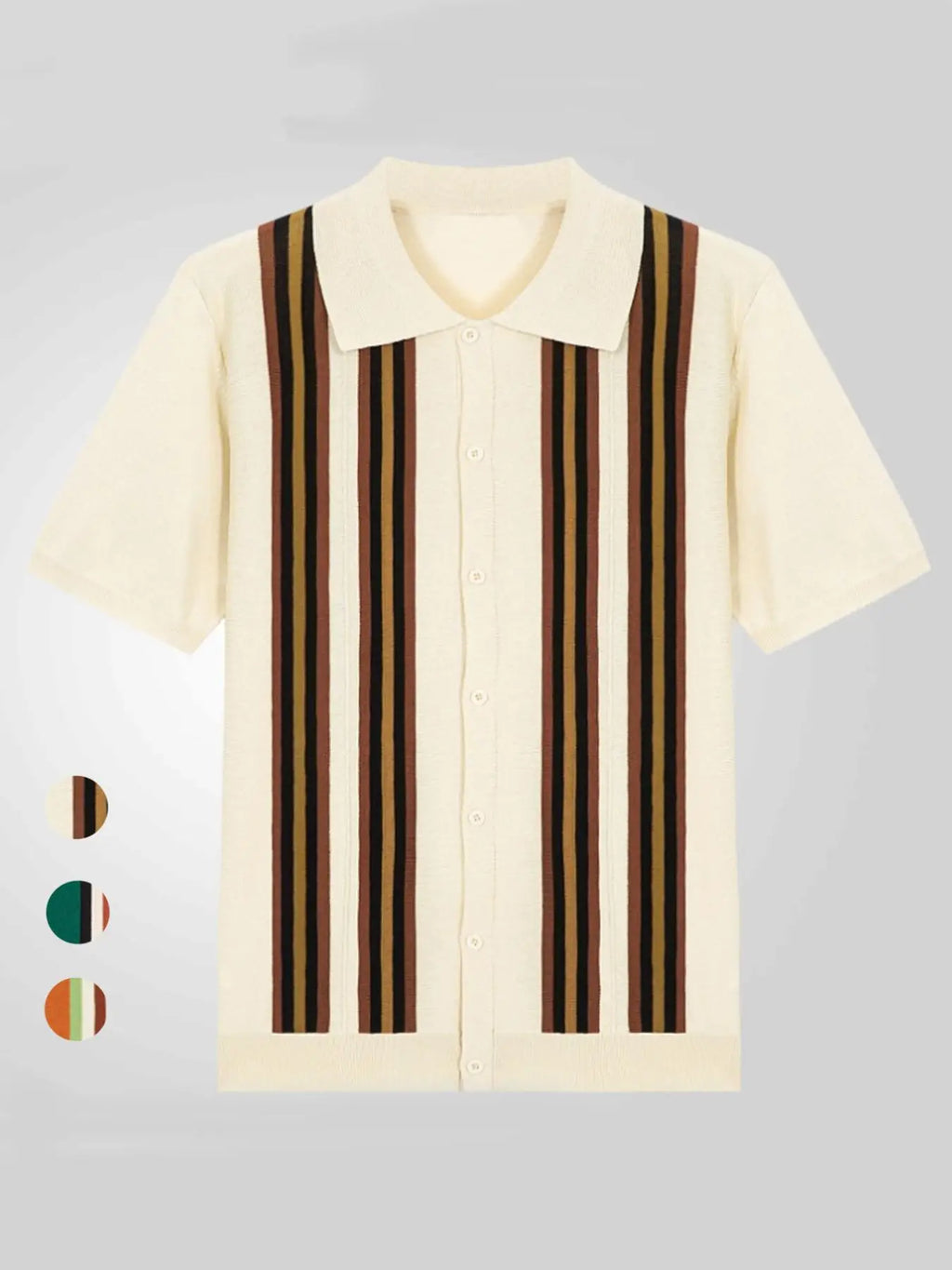Men's Striped Short-Sleeve Knit Polo Shirt
