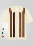 Men's Striped Short-Sleeve Knit Polo Shirt