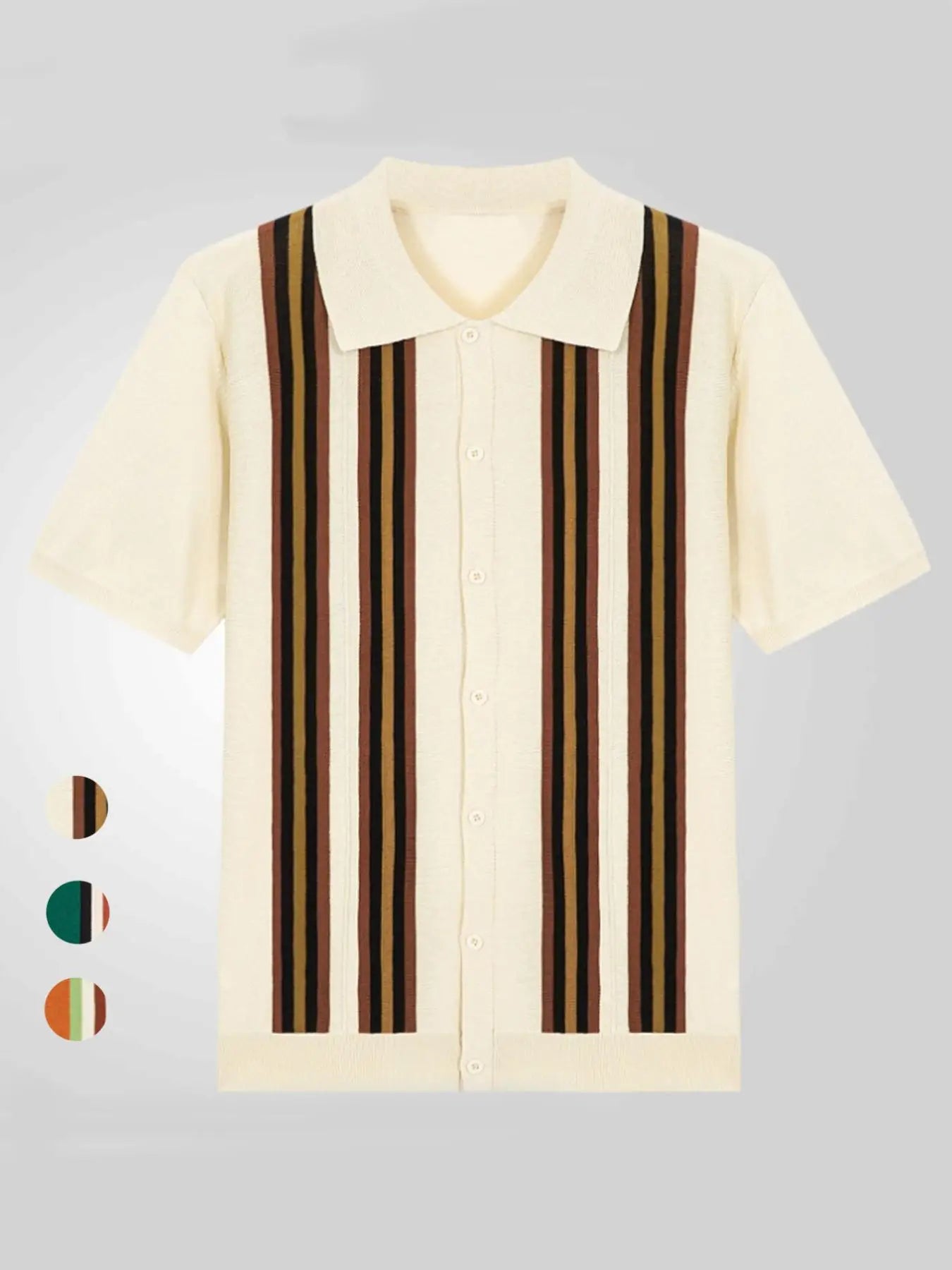 Men's Striped Short-Sleeve Knit Polo Shirt