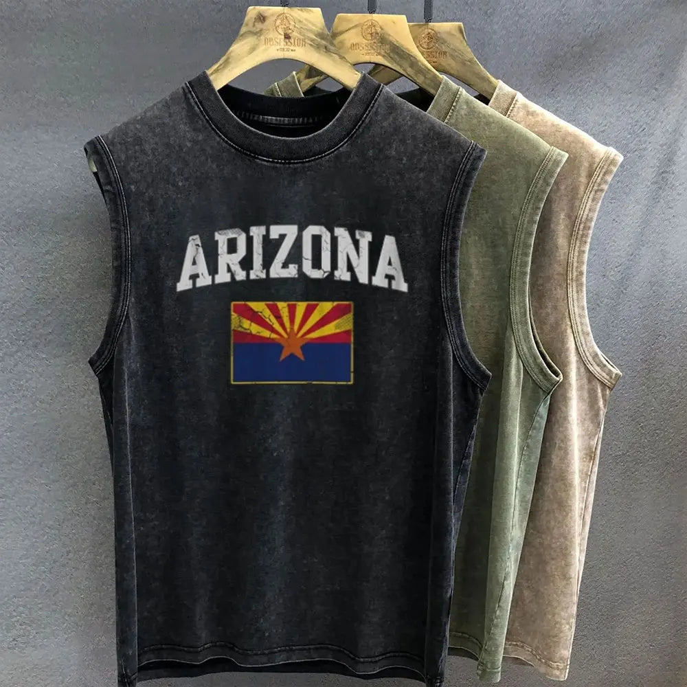 Vintage Wash Graphic Oversized Tank Top | Brasil, Italia & Arizona Prints