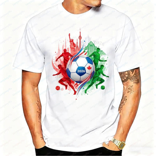 2026 North America Soccer Graphic T-Shirt – Cotton Fan Tee for Men & Women