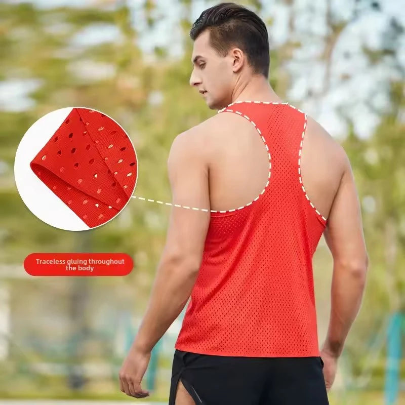 Men's Lightweight Mesh Running Vest – Quick-Dry Marathon & Fitness Training Top