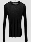 Women's Long Sleeve Sheer Basic T-Shirt | Stretchy Layering Top