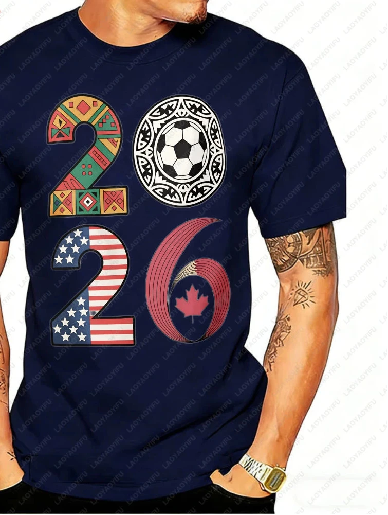 2026 World Cup Soccer Graphic Tee – USA, Canada & Mexico Cotton Shirt