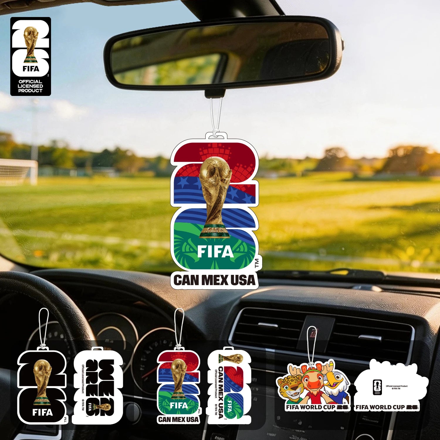 FIFA World Cup 2026 Car Air Freshener – Trophy, Mascot & Host City Designs | Long-Lasting Scent