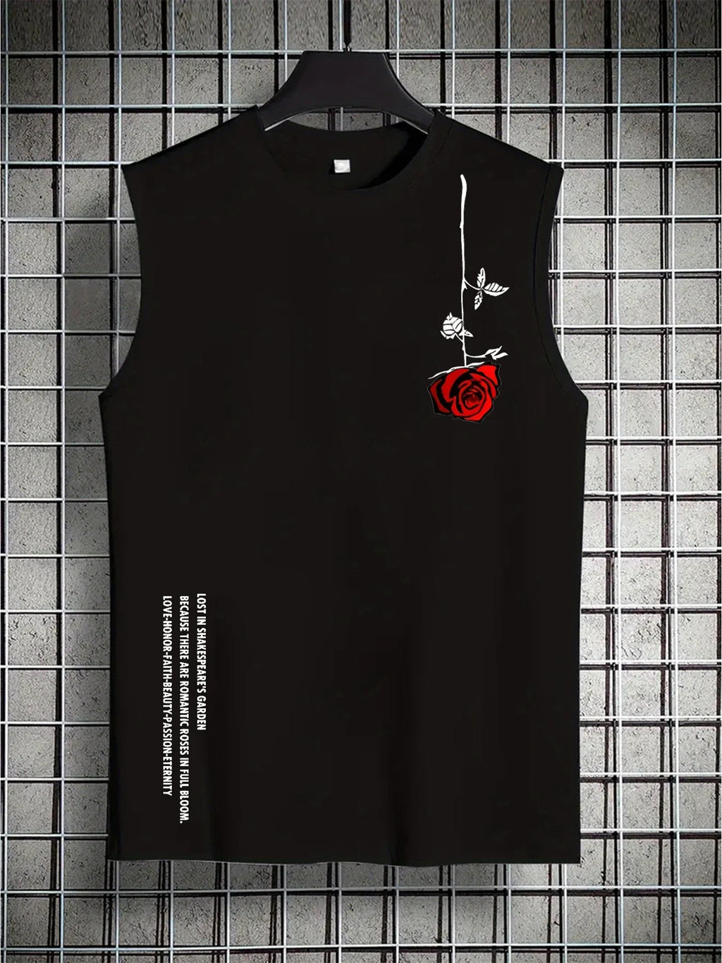 Men's Rose Print Sleeveless Tank Top – Breathable Loose Fit Gym & Leisure Vest