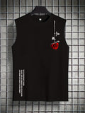 Men's Rose Print Sleeveless Tank Top – Breathable Loose Fit Gym & Leisure Vest