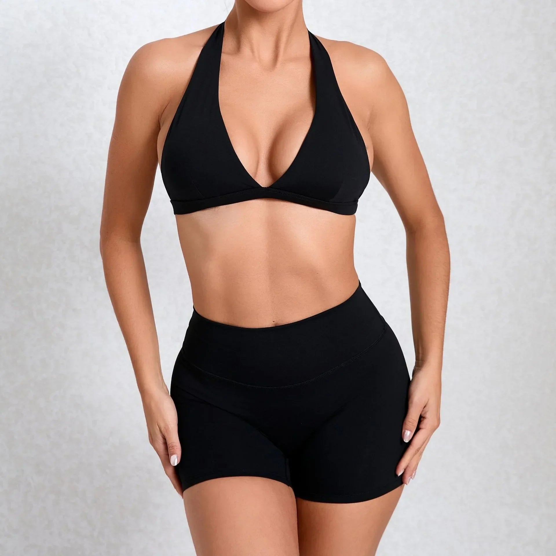 Women's Slim-Fit Crop Top & Shorts Set – Yoga, Gym & Activewear