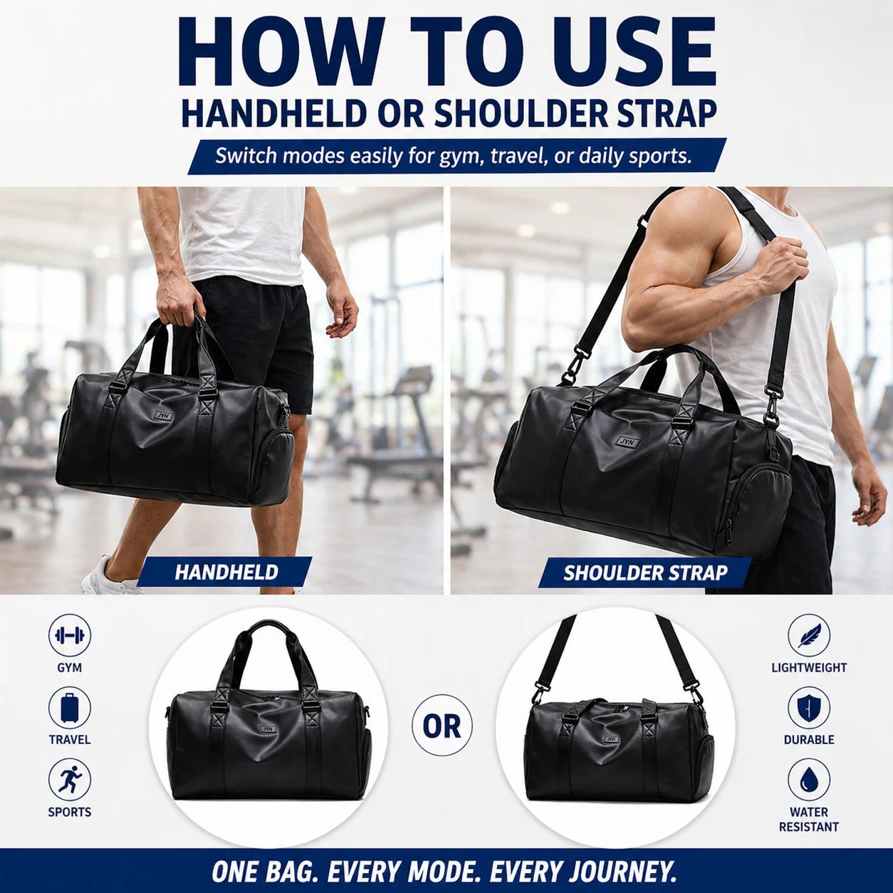 Waterproof Sport Duffel Bag with Shoe Compartment & Wet/Dry Separation