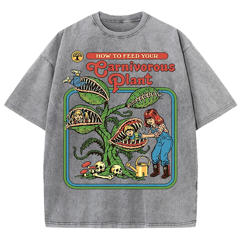 Men's Carnivorous Plant Graphic T-Shirt – Soft Cotton Casual Crewneck Short Sleeve