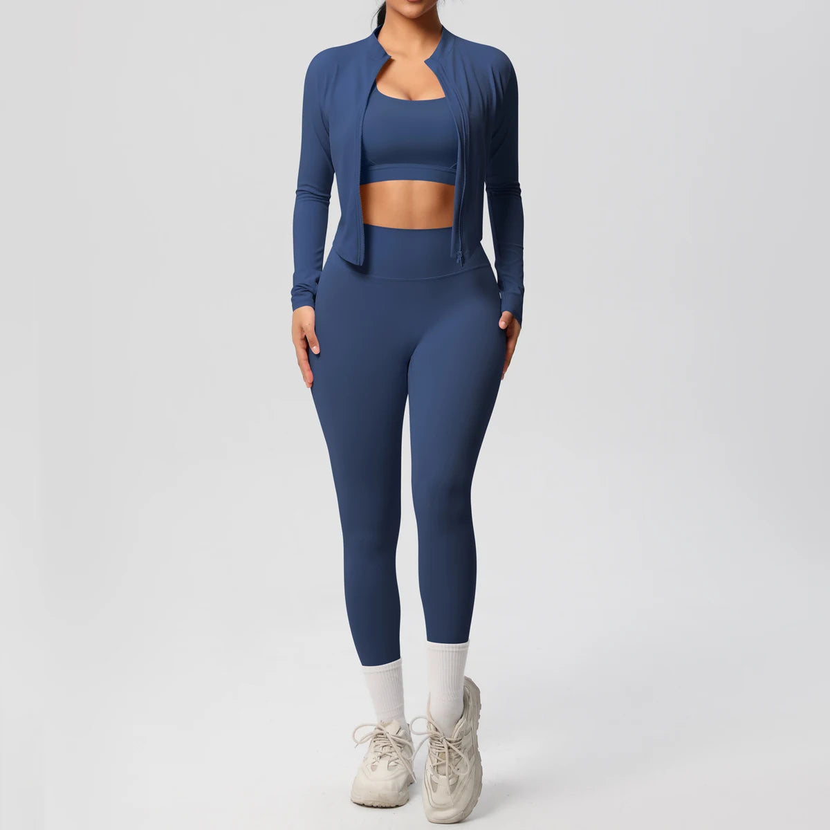 Women's 3-Piece Yoga Set – Sports Bra, Zip Jacket & High-Waist Leggings