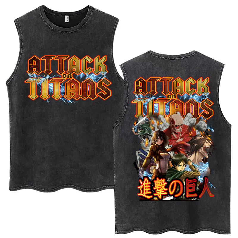 Attack on Titan Anime Tank Top – Mikasa & Eren Jaeger Sleeveless Tee (S–XXL)