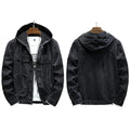 Men's Hooded Denim Jacket – Casual Button-Up Coat with Pockets