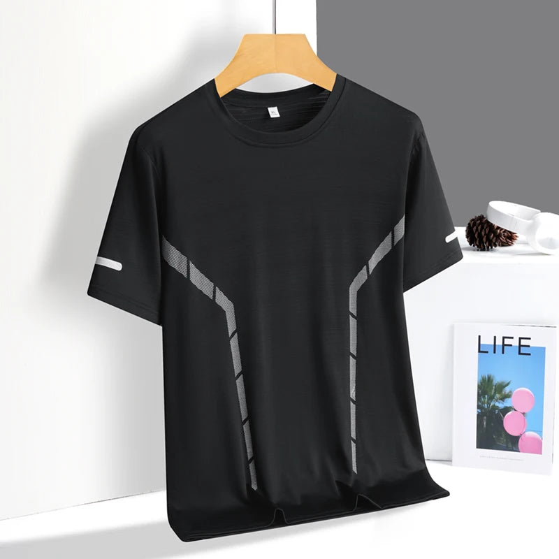 Men's Ice Silk Running T-Shirt – Quick-Dry Breathable Sports Tee (M–5XL)