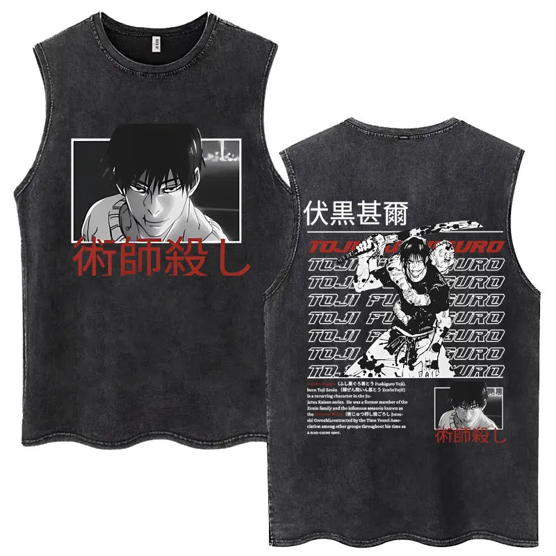 Jujutsu Kaisen Nanami Kento Anime Tank Top | Washed Graphic Sleeveless Tee