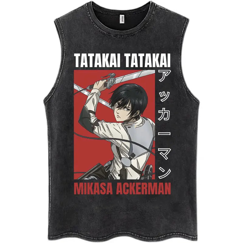 Attack on Titan Anime Tank Top – Mikasa & Eren Jaeger Sleeveless Tee (S–XXL)