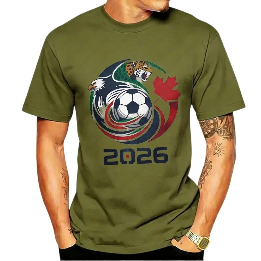 Men's 2026 World Cup Soccer Graphic Tee – USA, Canada & Mexico Eagle Jaguar Design