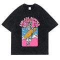 Endless Summer Skeleton Surfing T-Shirt | Washed Retro Graphic Tee | Unisex