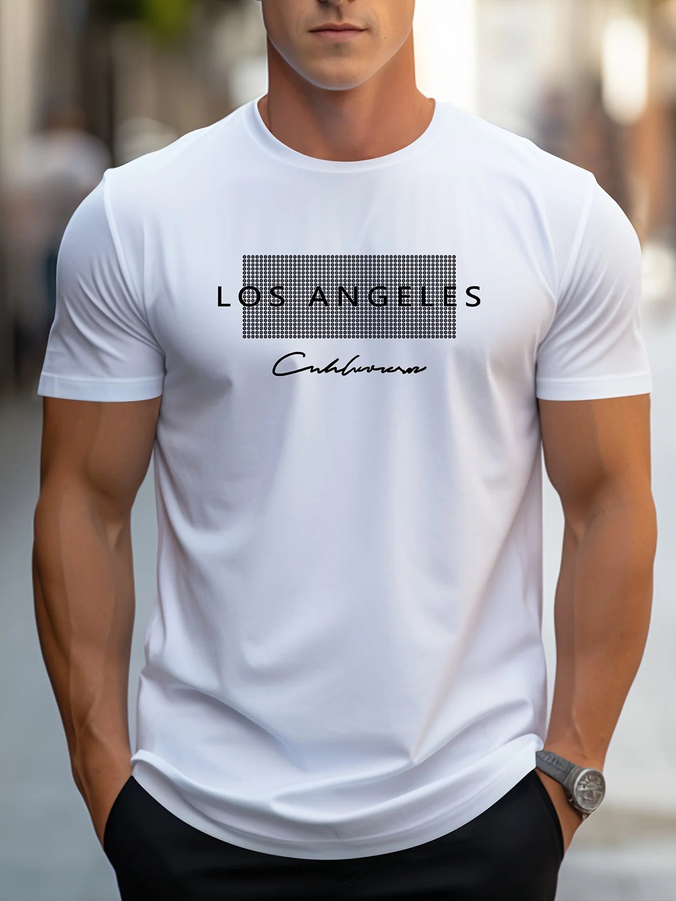 Men's 100% Cotton Los Angeles Graphic T-Shirt – Loose Fit, Breathable, Short Sleeve Casual Tee