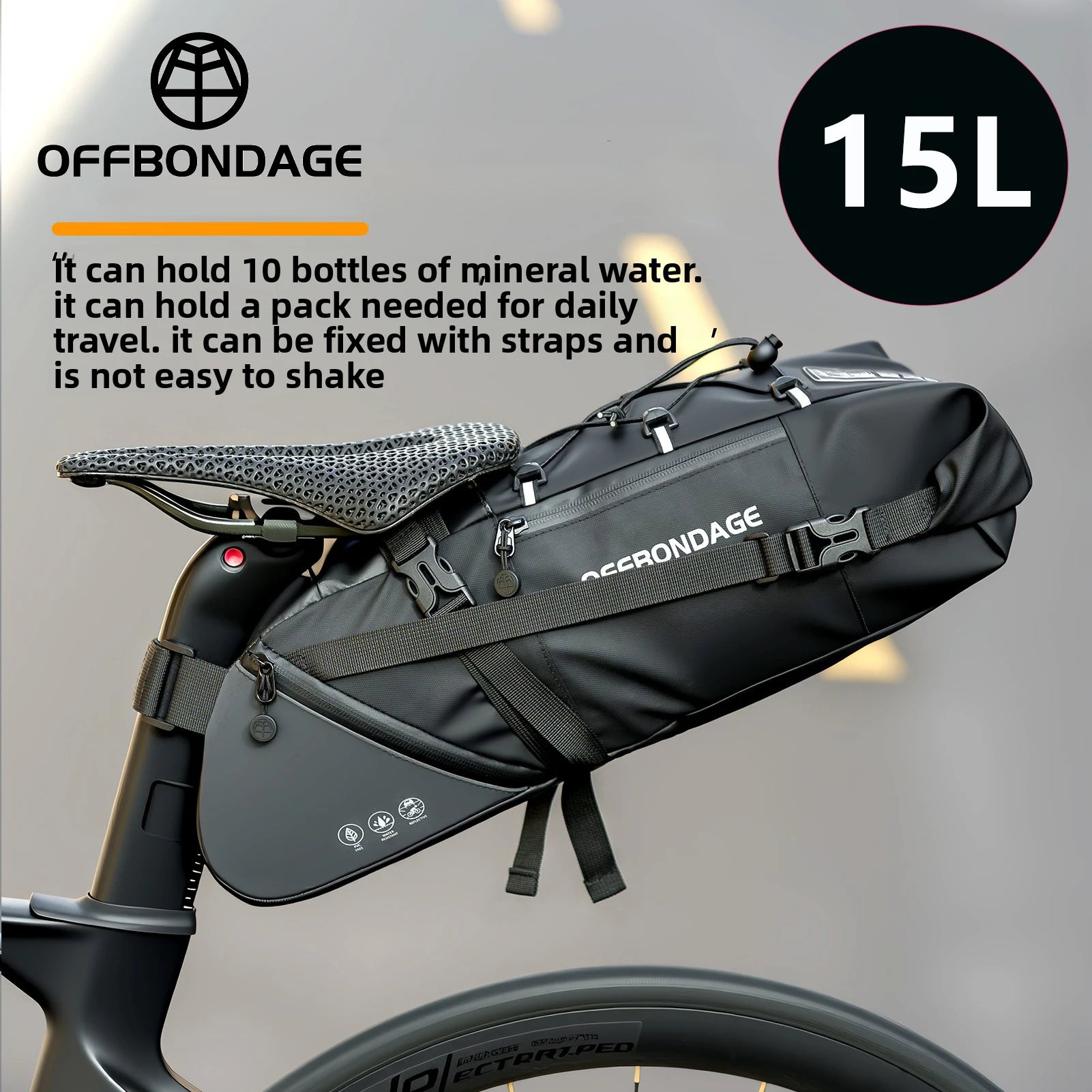 Waterproof Bicycle Saddle Bag – 15L Foldable Bike Tail Bag