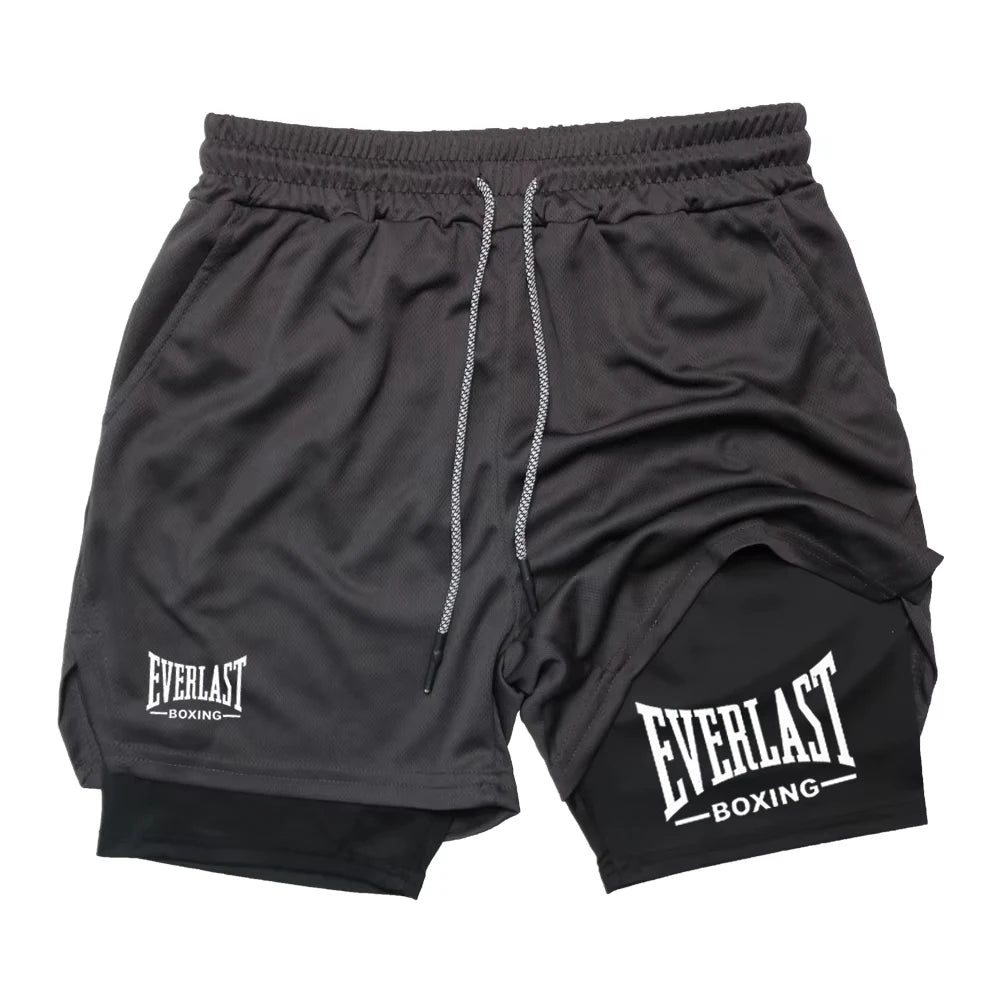 Men's Printed Compression Gym Shorts – Double-Layer Quick-Dry Training Shorts
